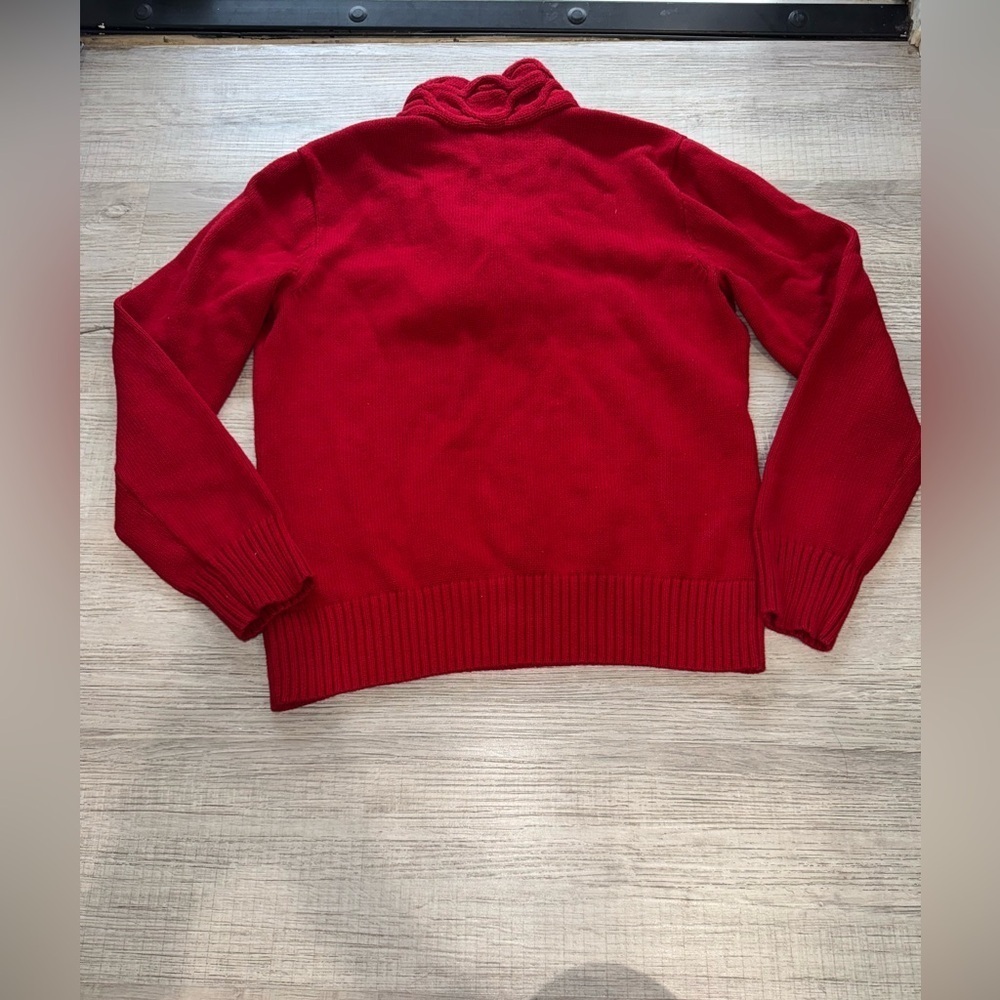 Chaps women’s Vibrant Red Cowl Neck Sweater size L 100%cotton - Picture 9 of 11